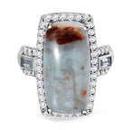 Zimbaprase and Natural Zircon Ring in Platinum Overlay Sterling Silver 13.95 Ct.