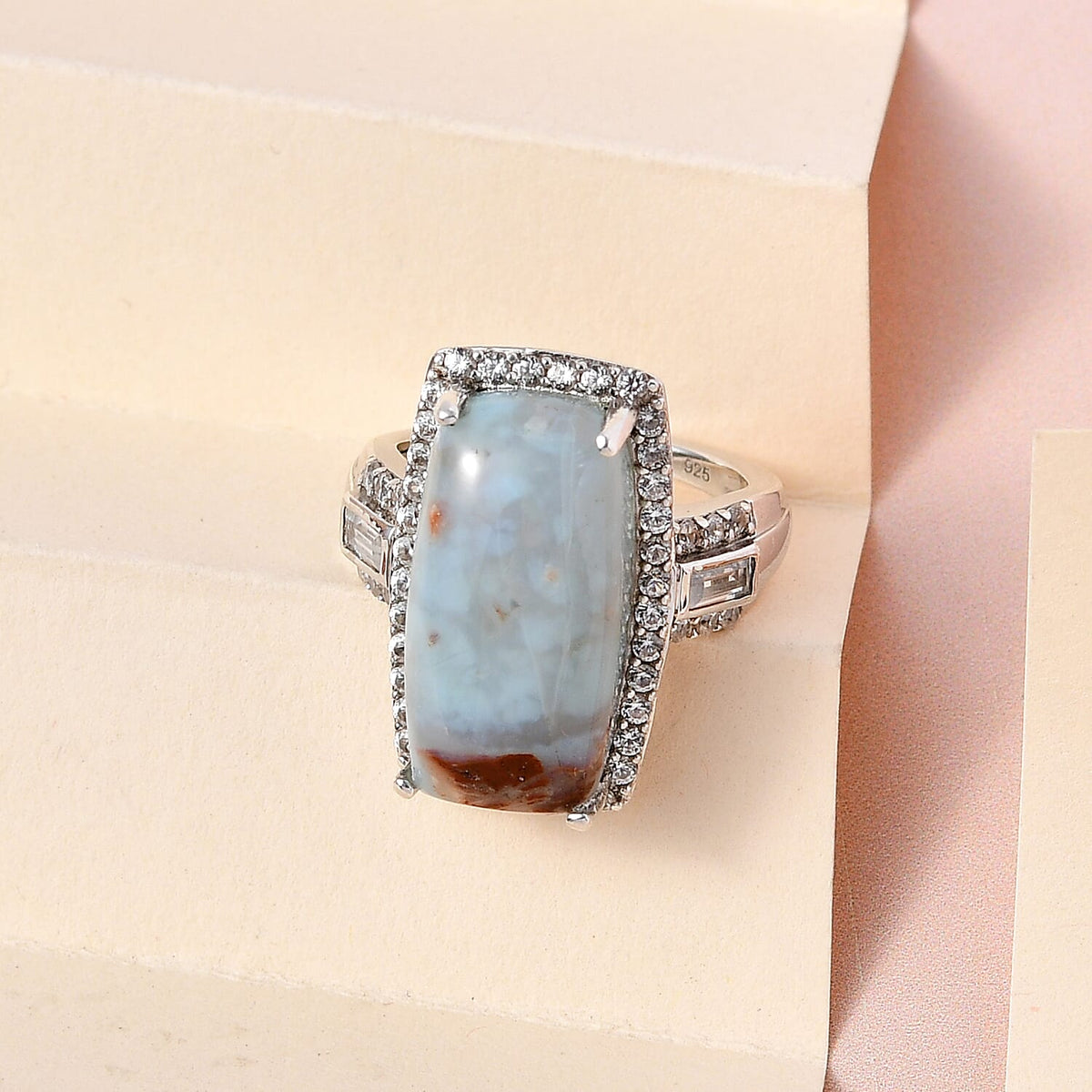 Zimbaprase, White Zircon Cluster Ring in Platinum Overlay Sterling Silver 13.95 ct. 7279199 2