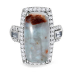 Zimbaprase and Natural Zircon Ring in Platinum Overlay Sterling Silver 13.95 Ct.