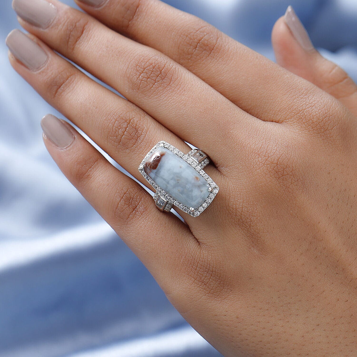 Zimbaprase, White Zircon Cluster Ring in Platinum Overlay Sterling Silver 13.95 ct. 7279199 5