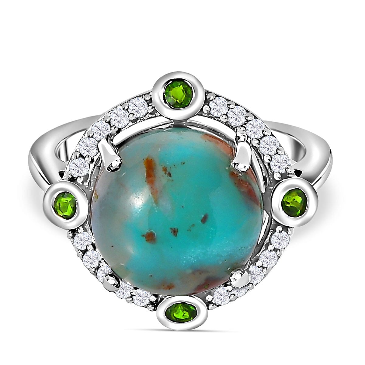Zimbaprase and Multigemstone Ring in Platinum Overlay Sterling Silver 6.980 Ct. 7273794 0