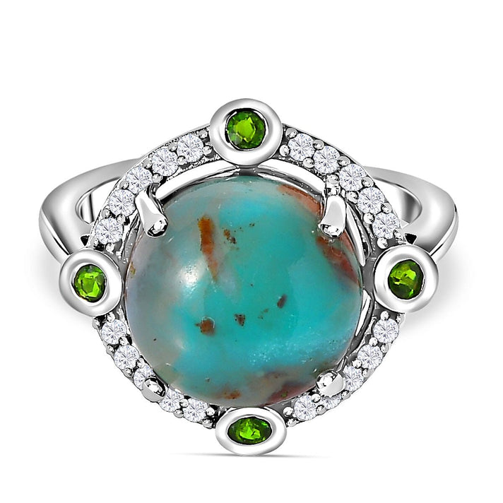 Zimbaprase and Multigemstone Ring in Platinum Overlay Sterling Silver 6.980 Ct. 7273794 1