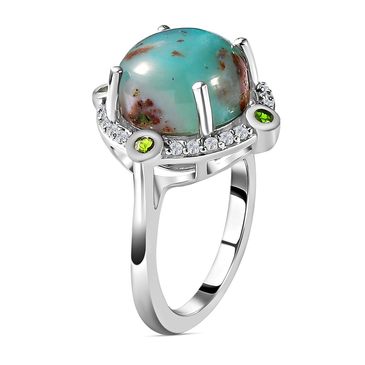 Zimbaprase and Multigemstone Ring in Platinum Overlay Sterling Silver 6.980 Ct. 7273794 3
