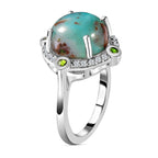 Zimbaprase and Multi Gemstone Ring in Platinum Overlay Sterling Silver 6.98 Ct.