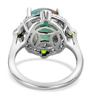 Zimbaprase and Multi Gemstone Ring in Platinum Overlay Sterling Silver 6.98 Ct.