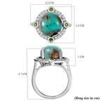 Zimbaprase and Multi Gemstone Ring in Platinum Overlay Sterling Silver 6.98 Ct.