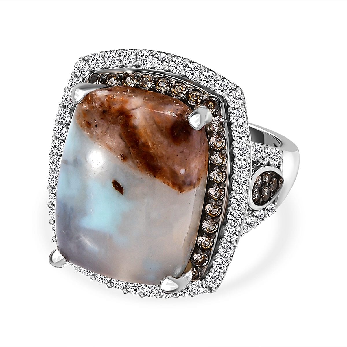Zimbaprase and Multigemstone Ring in Platinum Overlay Sterling Silver 13.71 Ct 7276909 0