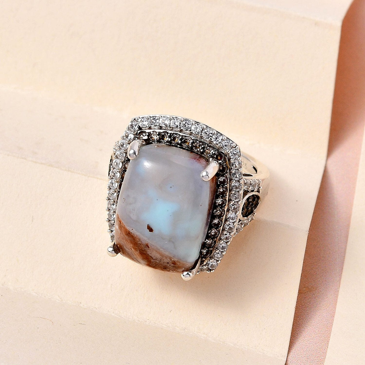 Zimbaprase and Multigemstone Ring in Platinum Overlay Sterling Silver 13.71 Ct 7276909 1