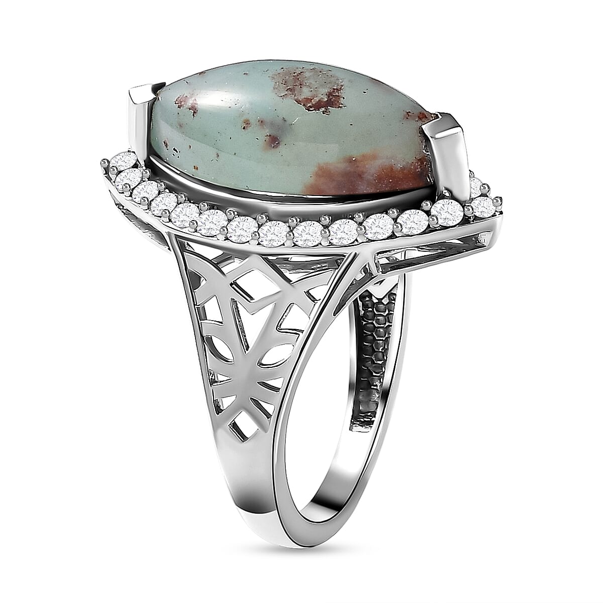 Zimbaprase and Natural Cambodian Zircon Marquise Halo Ring in Platinum Overlay Sterling Silver 7.04 Ct 7276858 6