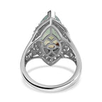 Zimbaprase Marquee and Natural Zircon Cabochon Cut Ring in Platinum Overlay Sterling Silver 7.04 Ct