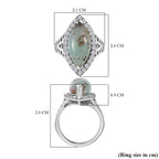 Zimbaprase Marquee and Natural Zircon Cabochon Cut Ring in Platinum Overlay Sterling Silver 7.04 Ct