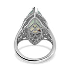 Zimbaprase Marquee and Natural Zircon Cabochon Cut Ring in Platinum Overlay Sterling Silver 7.04 Ct