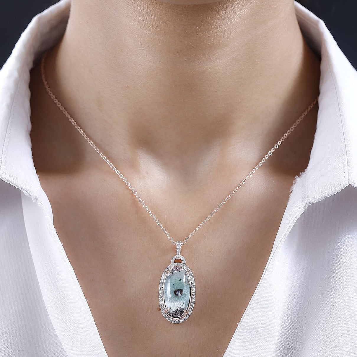 Zimbaprase and Natural Zircon Pendant with Chain (Size 20) in 18K Rose Gold Vermeil Plated Sterling Silver 12.70 Ct, Silver Wt. 6.00 GM 4182255 2