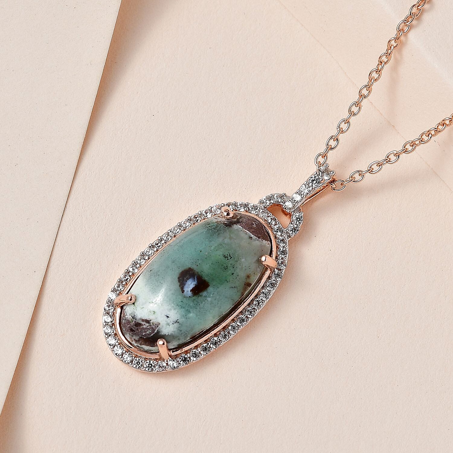 Zimbaprase and Natural Zircon Pendant with Chain (Size 20) in 18K Rose Gold Vermeil Plated Sterling Silver 12.70 Ct, Silver Wt. 6.00 GM 4182255 3