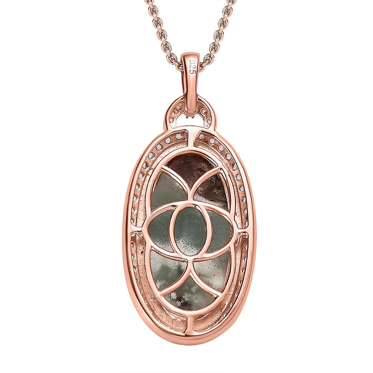Zimbaprase and Natural Zircon Pendant with Chain (Size 20) in 18K Rose Gold Vermeil Plated Sterling Silver 12.70 Ct, Silver Wt. 6.00 GM 4182255 5