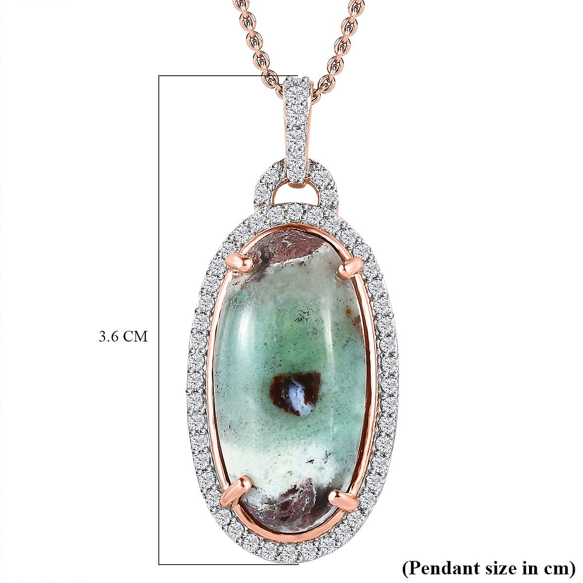 Zimbaprase and Natural Zircon Pendant with Chain (Size 20) in 18K Rose Gold Vermeil Plated Sterling Silver 12.70 Ct, Silver Wt. 6.00 GM 4182255 6