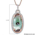 Zimbaprase and Natural Zircon Pendant with Chain (Size 20) in 18K Rose Gold Vermeil Plated Sterling Silver 12.70 Ct, Silver Wt. 6.00 GM