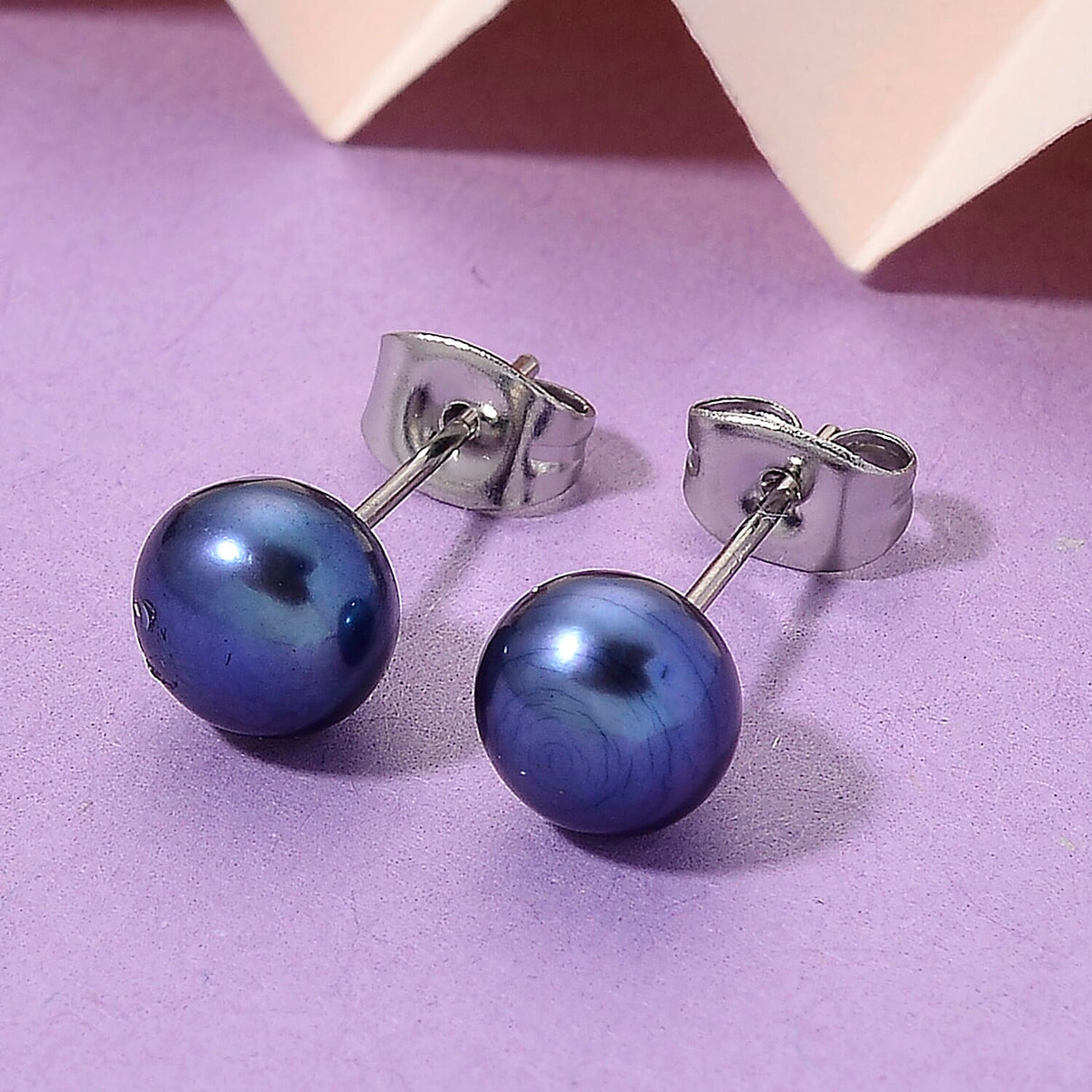 Peacock Freshwater Pearl (7-8mm) Stud Earrings with Push Backs 8319577 1