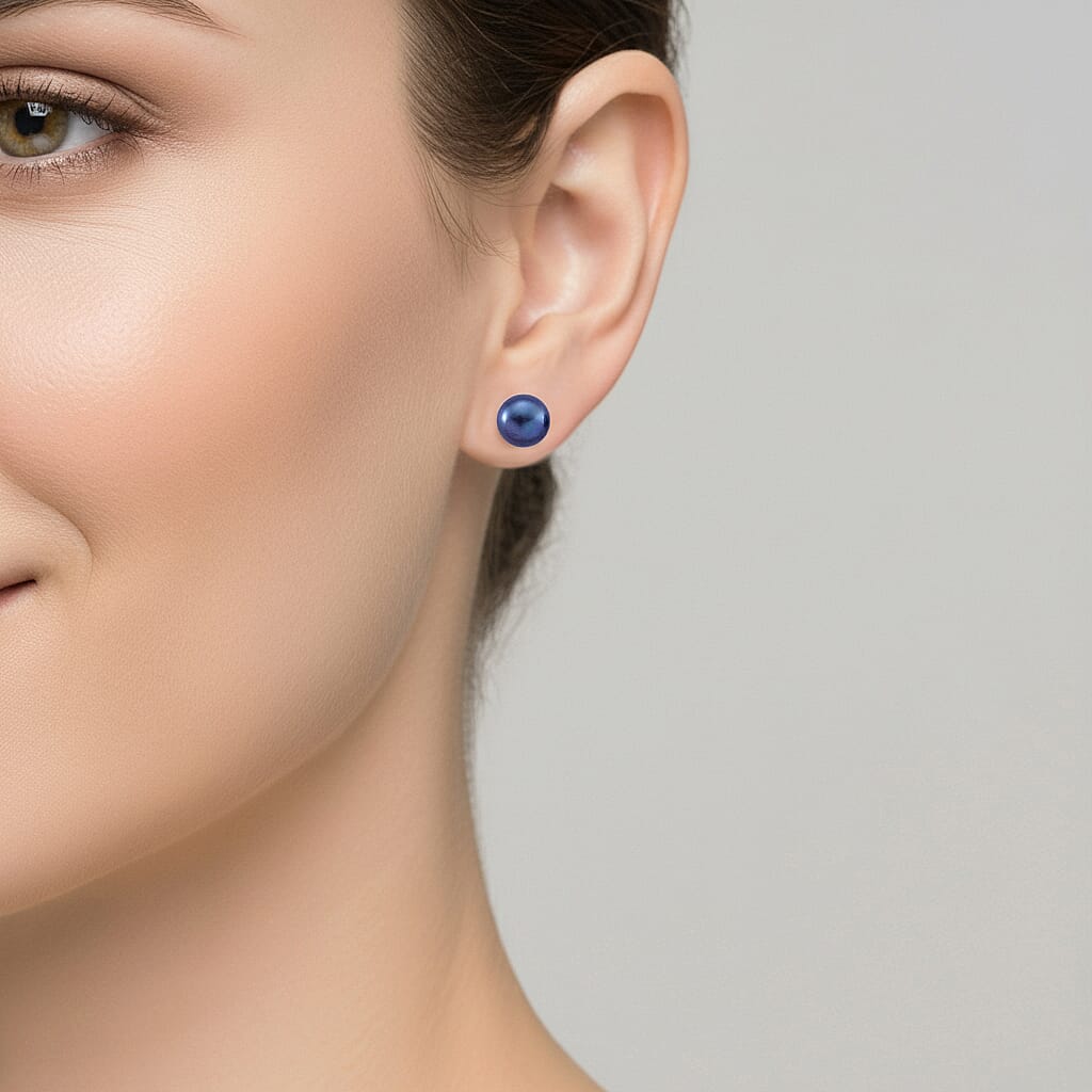 Peacock Freshwater Pearl (7-8mm) Stud Earrings with Push Backs 8319577 2