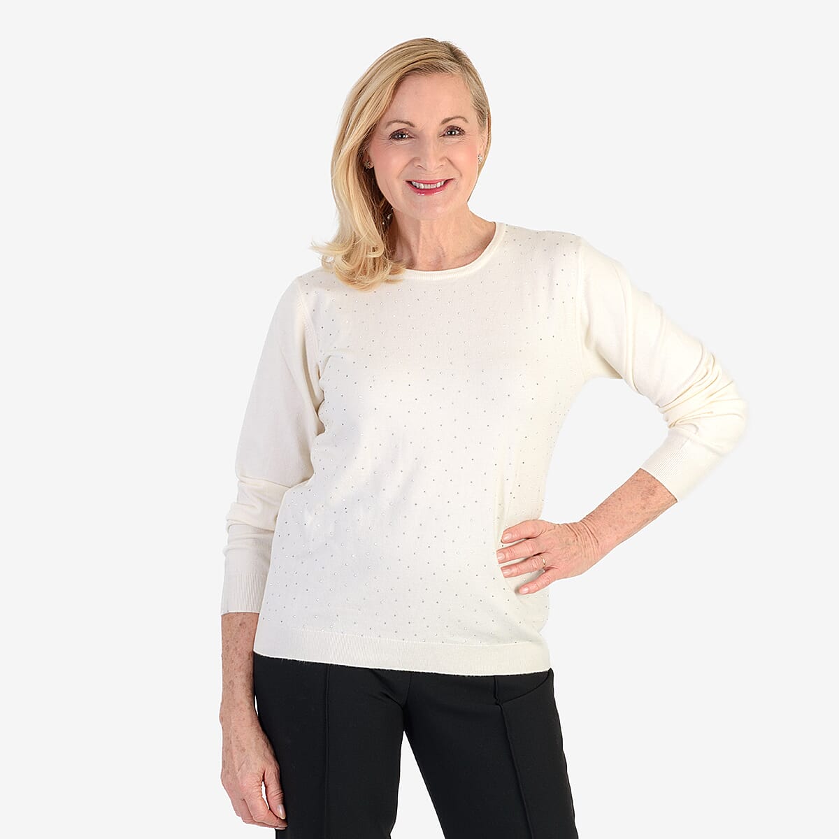 Pure And Natural Super Soft Sparkling Jumper (Size 12) - Ivory V32606424 0