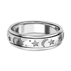 Rhodium Overlay Sterling Silver Band Ring