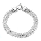 Rhodium Overlay Sterling Silver Broad Bismark Bracelet (Size 7.5) with Senorita Clasp, Silver Wt. 10.50 Gms.
