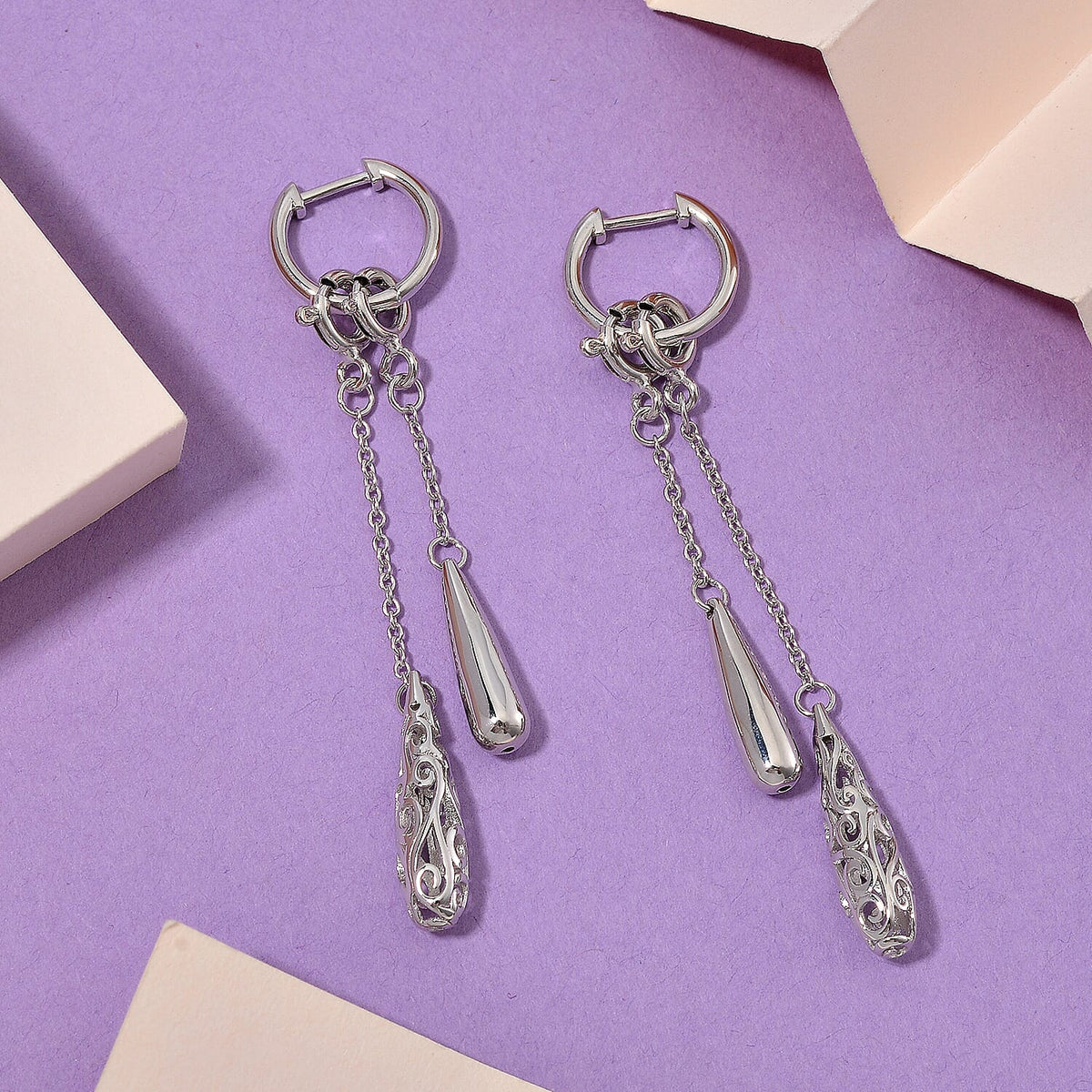 Lucy Q Rhodium Overlay Sterling Silver Hoop Earrings 7891177 1