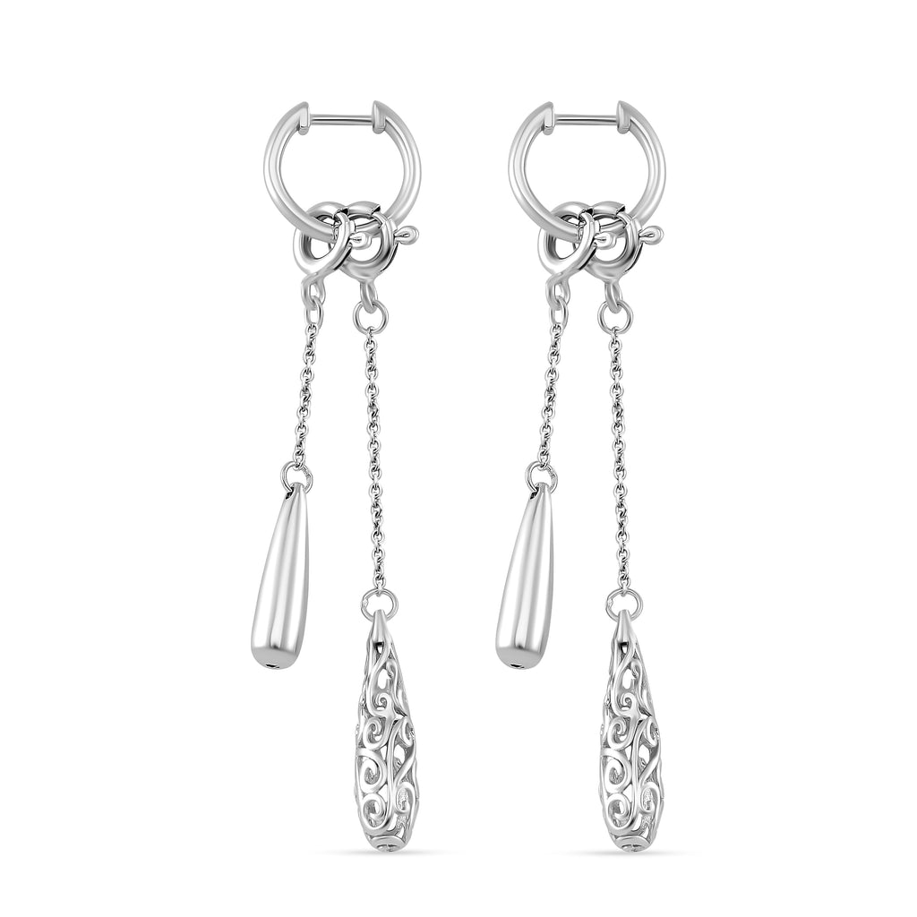 Brand New - Lucy Q Rhodium Overlay Sterling Silver Hoop Earring, Silver Wt. 7.5 Gms