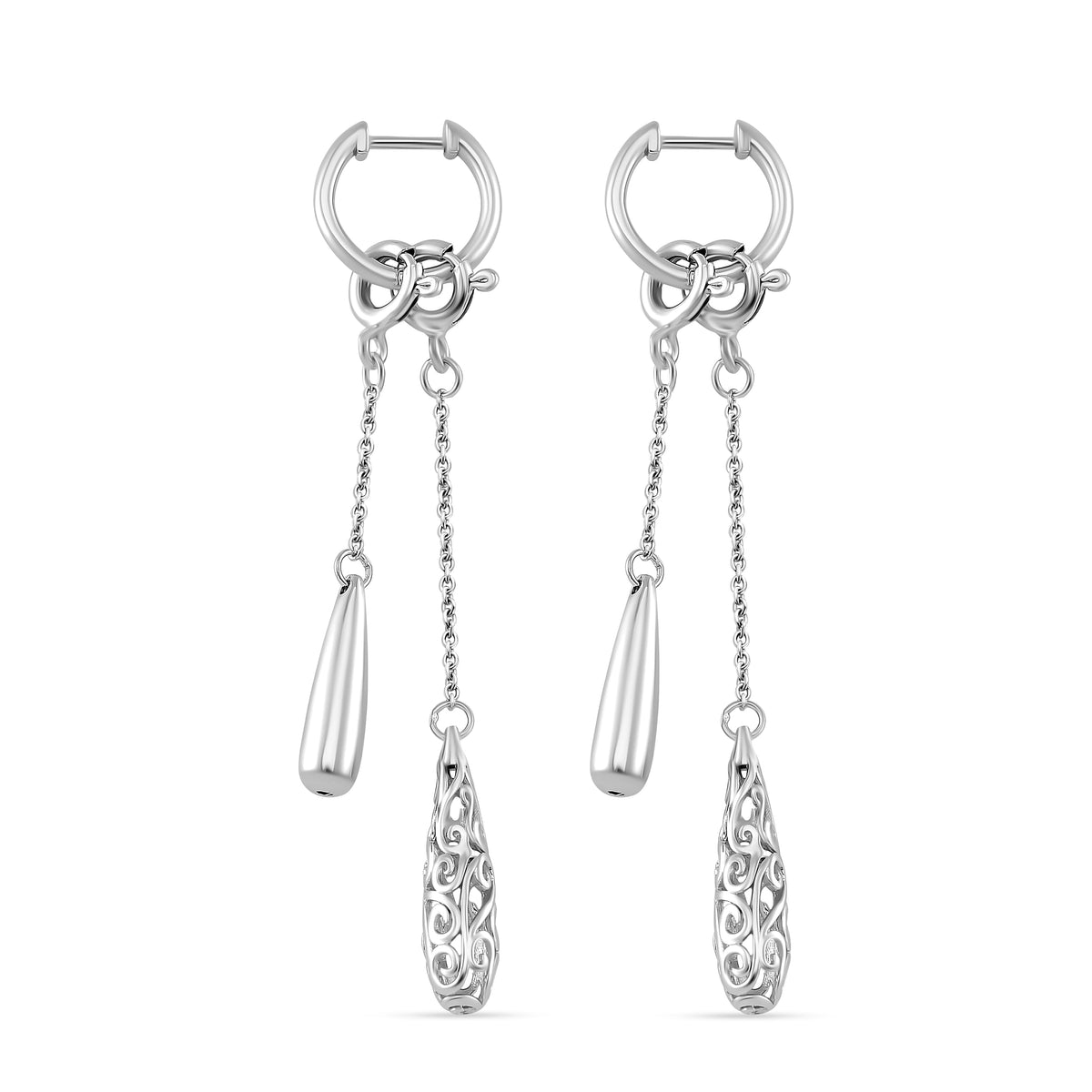 Lucy Q Rhodium Overlay Sterling Silver Hoop Earrings 7891177 3
