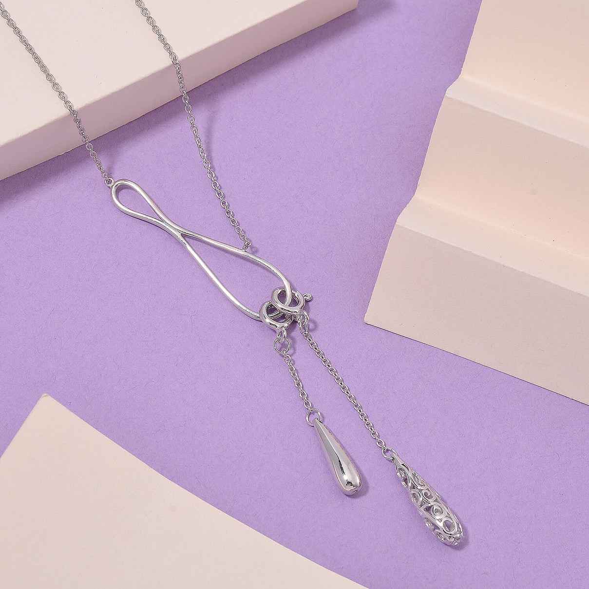 Lucy Q Rhodium Overlay Sterling Silver Infinity Necklace 7891174 2