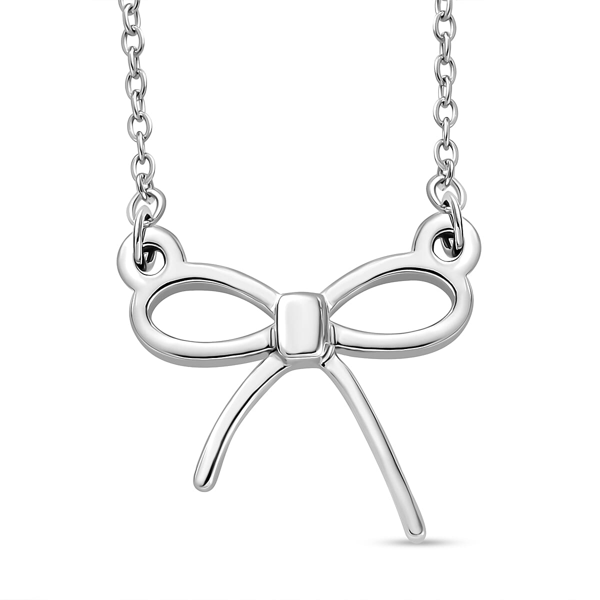 Rhodium Sterling Silver Knot Necklace (Size - 20) 7959874 0