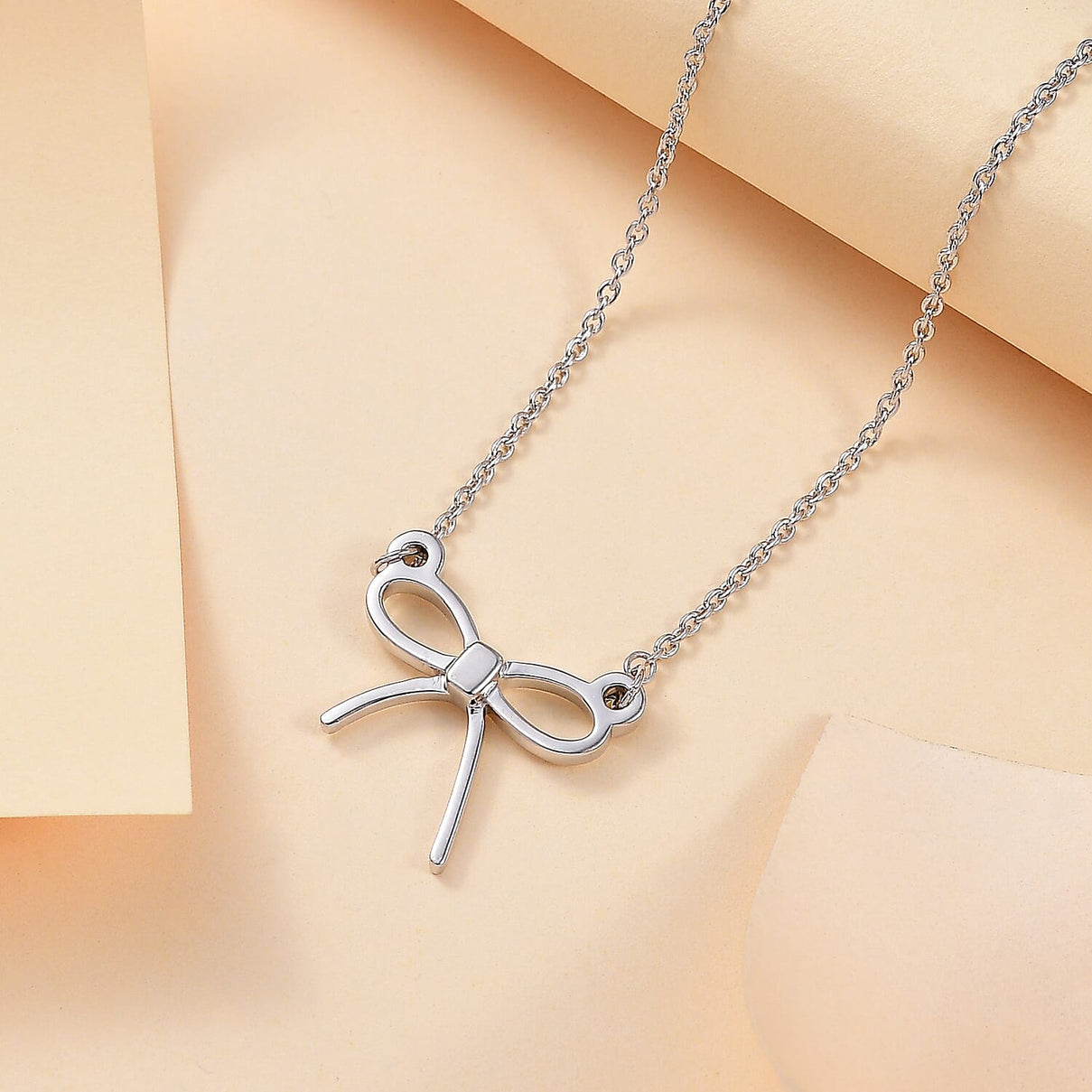 Rhodium Sterling Silver Knot Necklace (Size - 20) 7959874 1