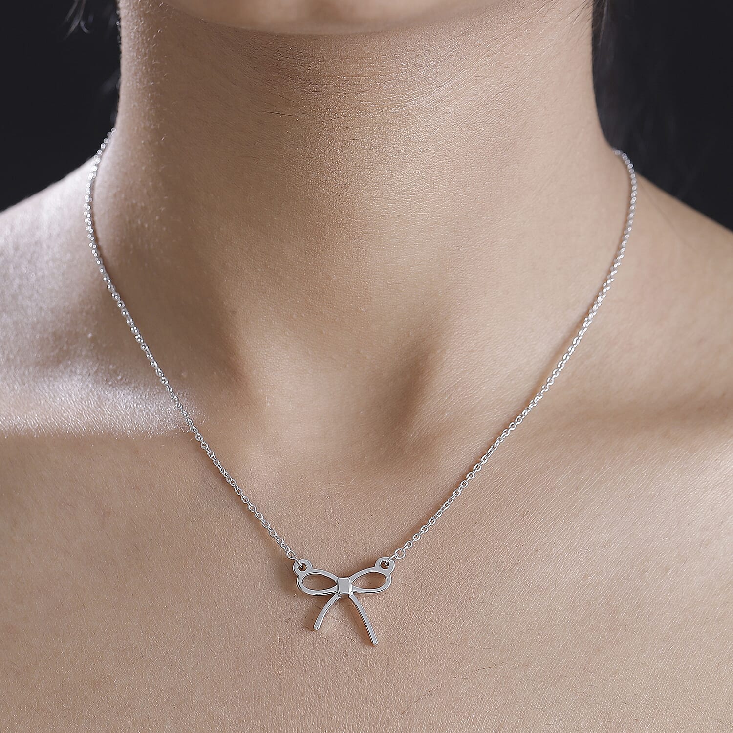 Rhodium Sterling Silver Knot Necklace (Size - 20) 7959874 2