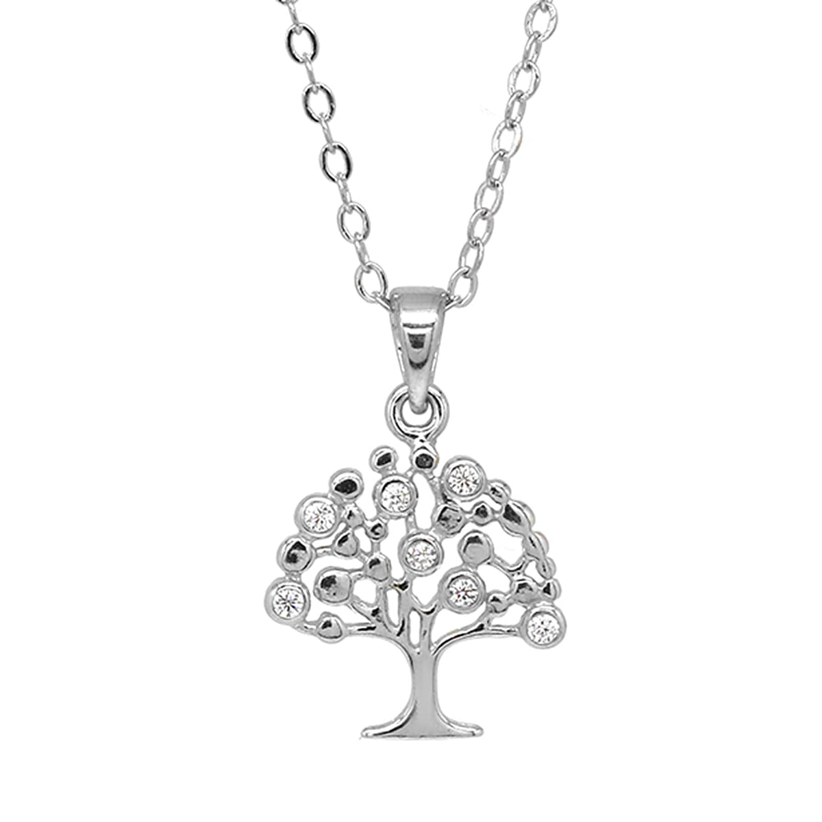 Rhodium Sterling Silver Bubble Tree Pendant 7959755 0