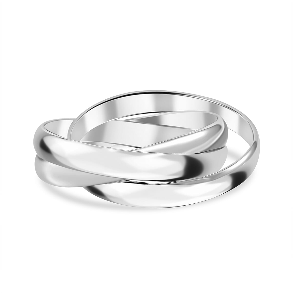 Set of 3 Rhodium Overlay Sterling Silver Trinity Ring 7814159 0