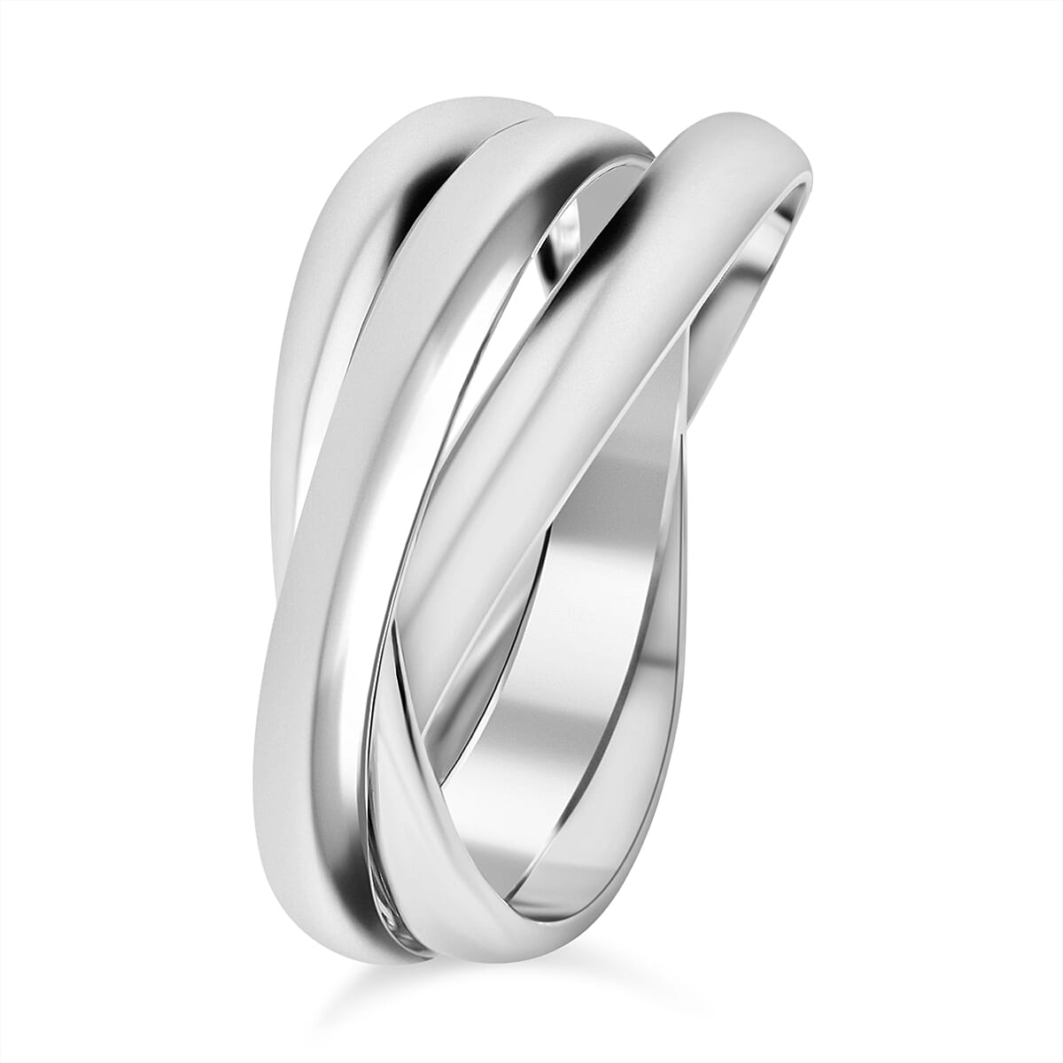 Rhodium Overlay Sterling Silver Triple Band Ring 7843930 3