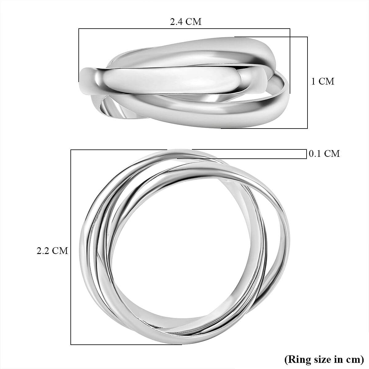 Rhodium Overlay Sterling Silver Triple Band Ring 7843930 4