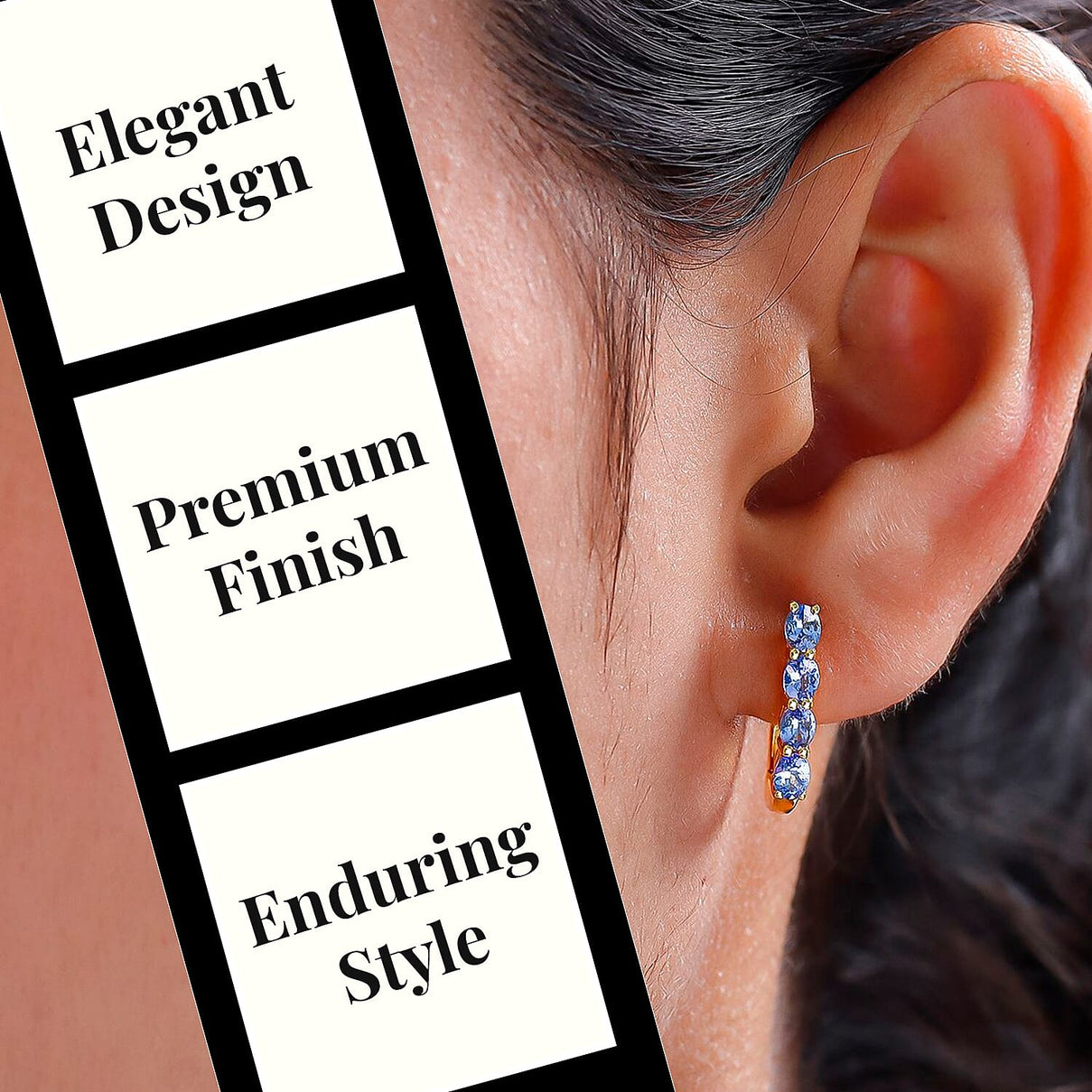 Tanzanite December Birthstone Hoop Earrings in Sterling Silver with 18K Vermeil Yellow Gold 1954688 4