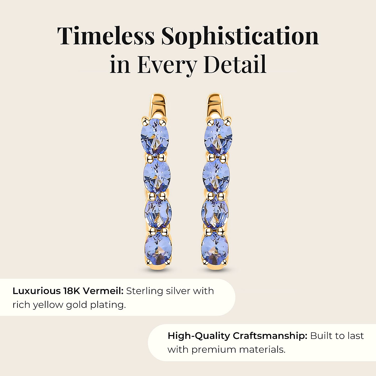 Tanzanite December Birthstone Hoop Earrings in Sterling Silver with 18K Vermeil Yellow Gold 1954688 5