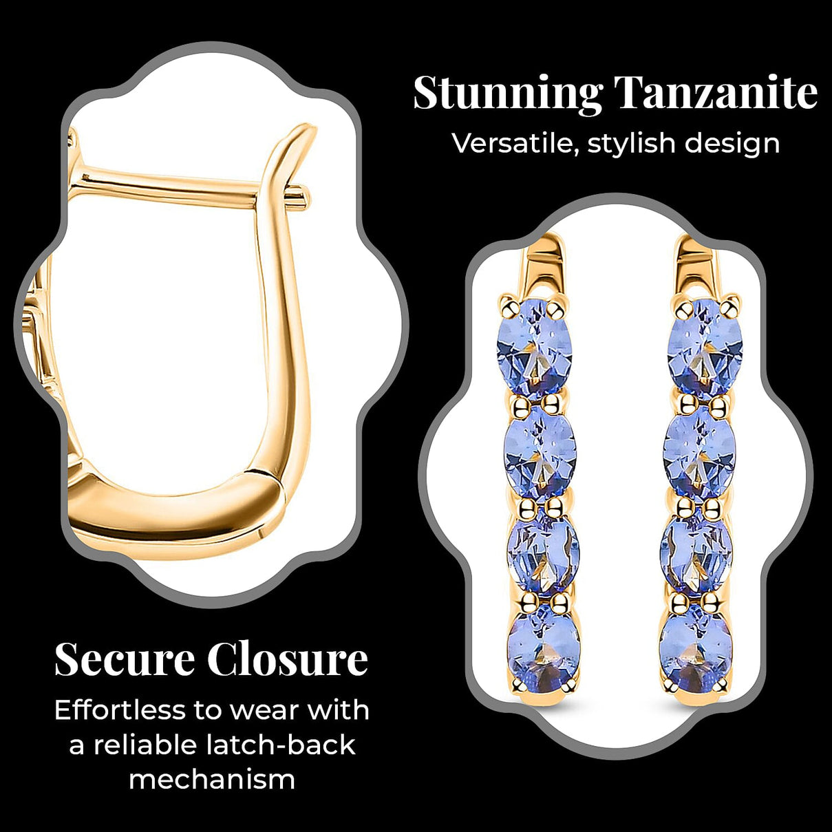 Tanzanite December Birthstone Hoop Earrings in Sterling Silver with 18K Vermeil Yellow Gold 1954688 6