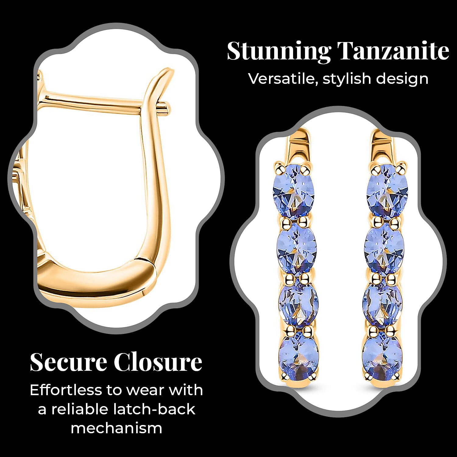 Tanzanite December Birthstone Hoop Earrings in Sterling Silver with 18K Vermeil Yellow Gold 1954688 6
