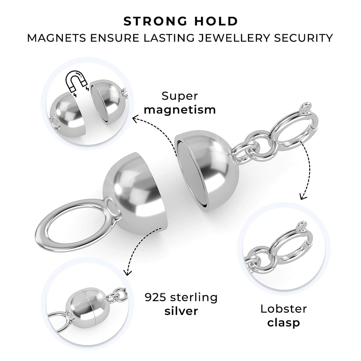 Magnetic Lock with Lobster Clasp in Rhodium Plated Sterling Silver 221222930 1