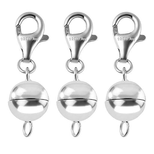 Set of 3 Sterling Silver Magnetic Clasps with 18K Gold Vermeil Overlay