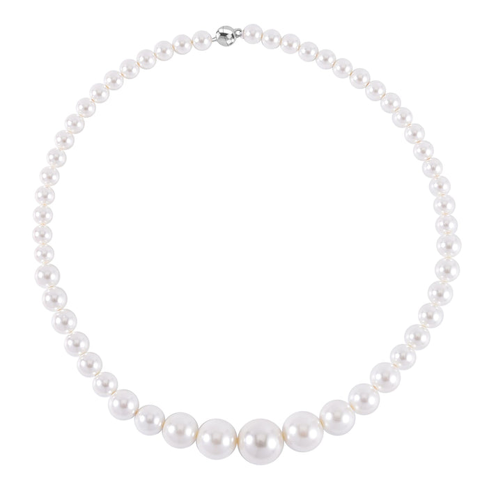 White Shell Pearl Stretchable Bracelet (Size 7-7.5) and Necklace (Size - 20) Pure White Stainless Steel 0.01 ct 221240734 2