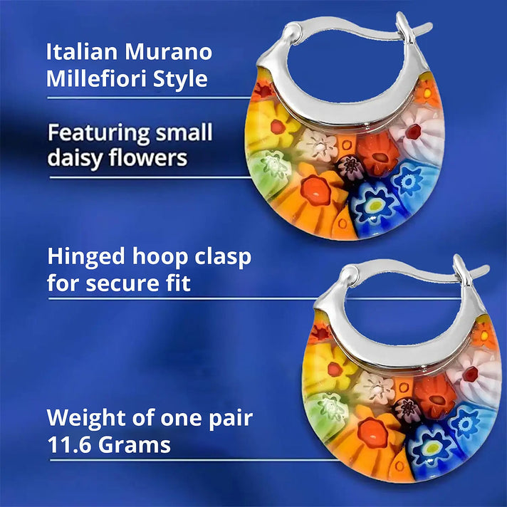 Set of 2 - Multi Colour and Blue Murano Style Basket Earrings in Stainless Steel 221261396 2