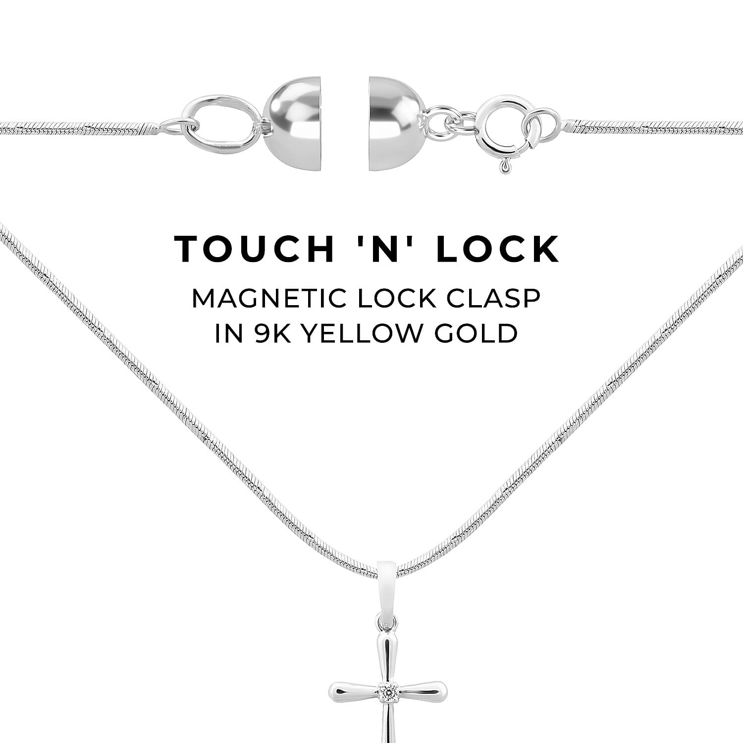 Set of 2 - Magnetic Lock Clasp in 9K White Gold 221268076 2