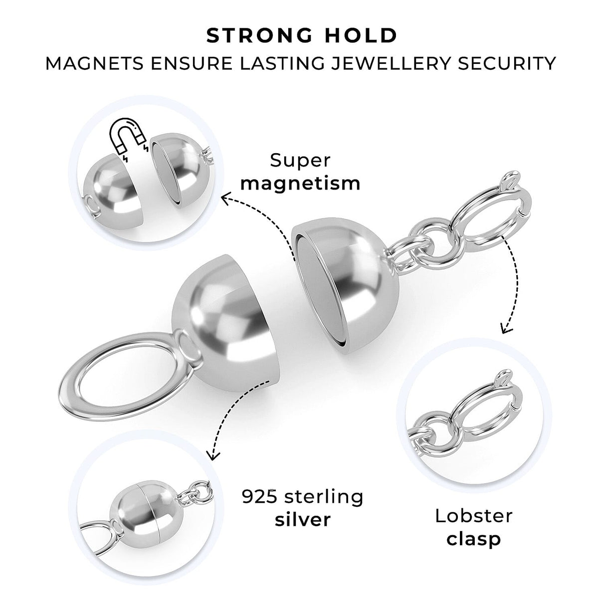 Set of 2 - Magnetic Lock Clasp in 9K White Gold 221268076 3