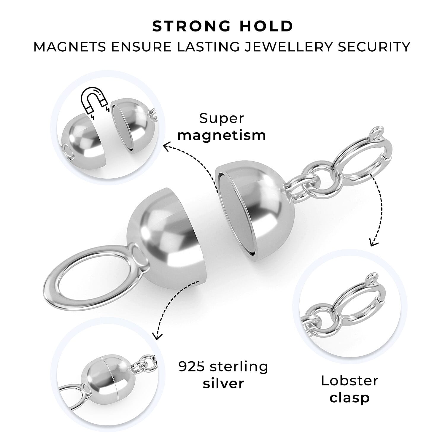 Set of 2 - Magnetic Lock Clasp in 9K White Gold 221268076 3