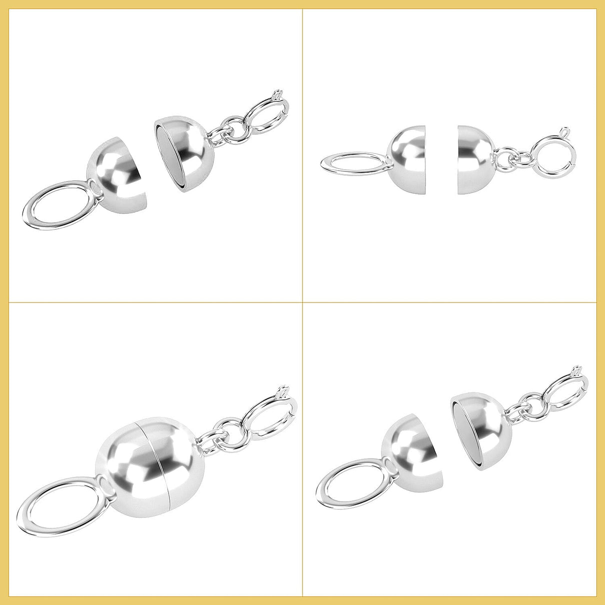 Set of 2 - Magnetic Lock Clasp in 9K White Gold 221268076 5
