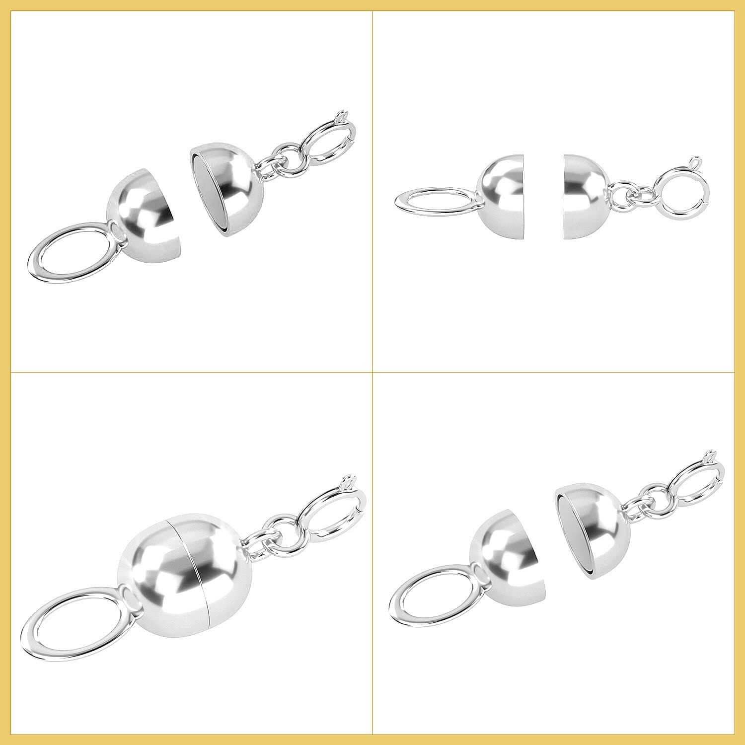 Set of 2 - Magnetic Lock Clasp in 9K White Gold 221268076 5